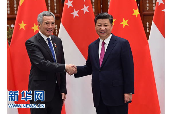 9月2日，國(guó)家主席習(xí)近平在杭州會(huì)見新加坡總理李顯龍。新華社記者張鐸攝